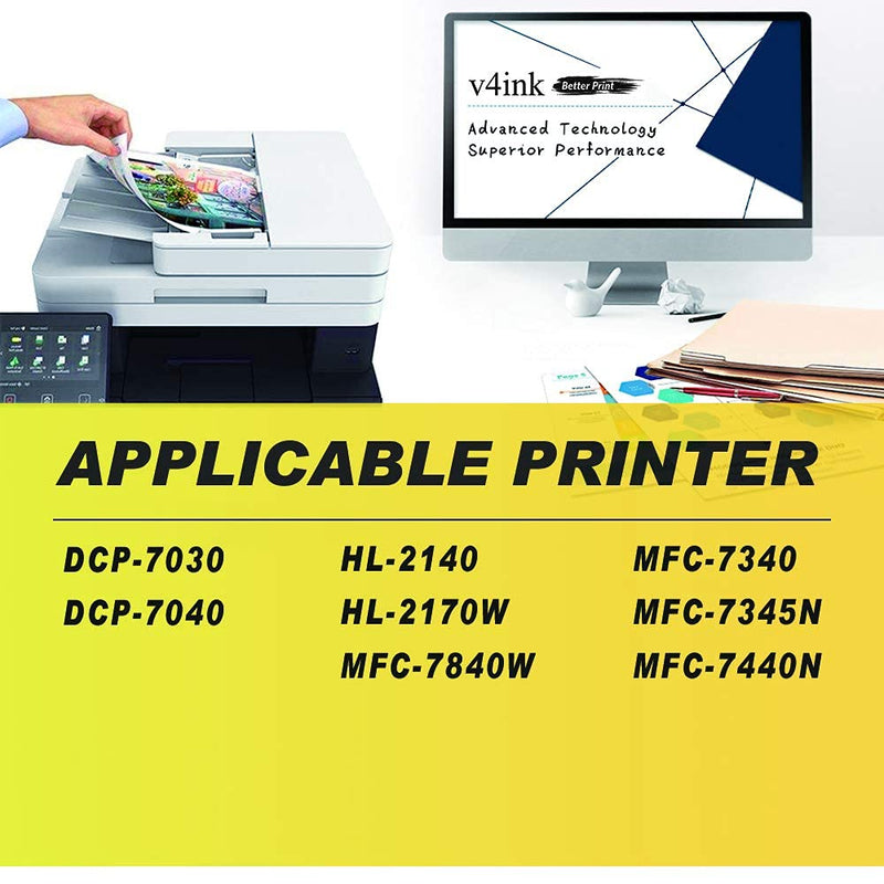V4INK Compatible Drum Replacement for DR360 DR-360 Drum Unit for Brother DCP-7040 DCP-7030 HL-2140 HL-2170W HL-2150N MFC-7340 MFC-7345N MFC-7440N MFC-7840W Printer, Black 1 Pack, 12000 Pages