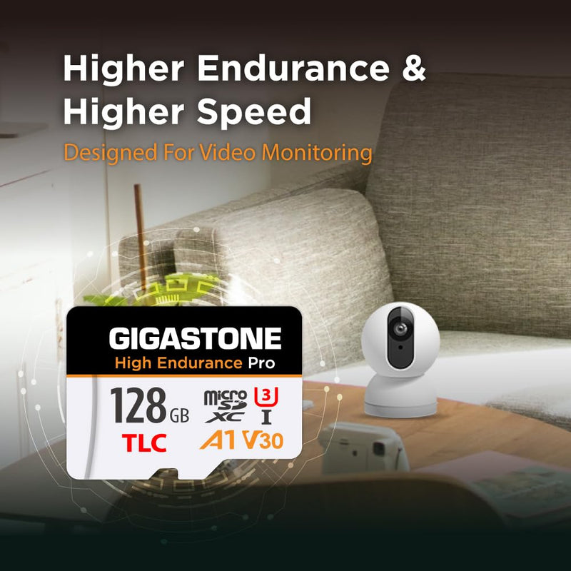 【5 Yrs Free Data Recovery】【Dash Cam】 GIGASTONE 128GB Micro SD Card, TLC High Endurance Pro, Speed Up to 100MB/s, Compatible with REDTIGER Rove VIOFO VANTRUE PRUVEEO ARIFAYZ, MicroSDXC UHS-I A1 V30 U3 128GB High Endurance Pro 1-Pack