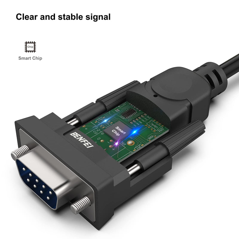USB to Serial Adapter, BENFEI USB to RS-232 Male (9-pin) DB9 Serial Cable, Prolific Chipset, Windows 10/8.1/8/7, Mac OS X 10.6 and Above, 1.8M