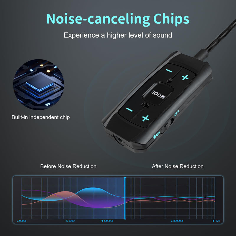 USB Sound Card Virtual 7.1 Surround Sound USB to 3.5mm Jack Audio Adapter Cable External Sound Card for PC/PS4/PS5/Mac/Stereo Headset, 6.5ft, Audio Control Box, Plug and Play