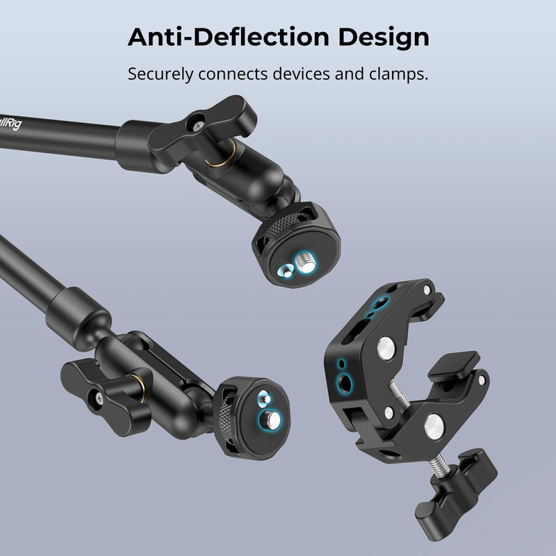 [AUSTRALIA] - SMALLRIG 22" Magic Arm Clamp, Overhead Phone Mount Holder Stand, Flexible Desk Camera Mount, Articulating Friction Boom Arm, for POV Shot, Filming, Light, Webcam, Action Camera Double Ball Joints 