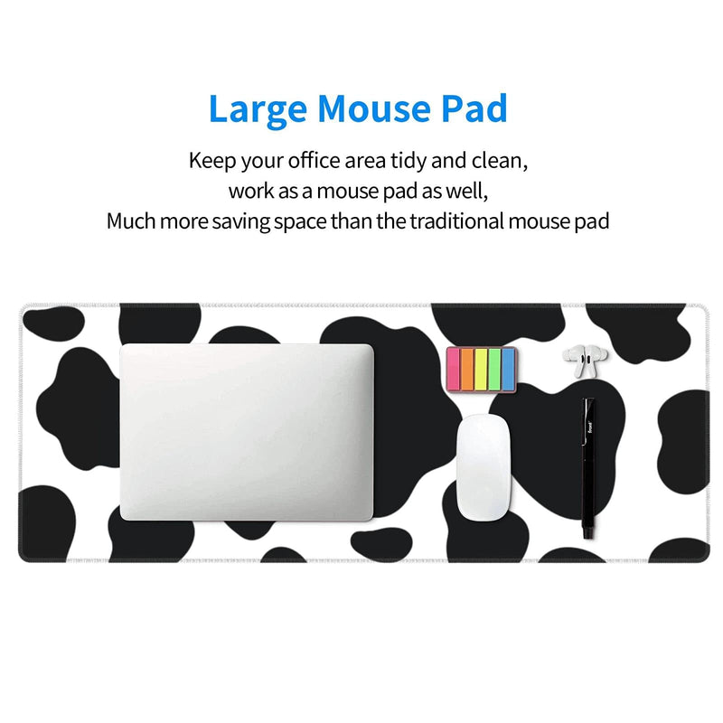 Cow Print Gaming Mouse Pad Non Slip Large Mousepad Stitched Edge Rubber Base Desk Mat for Laptop PC Computer Cow Print One Size