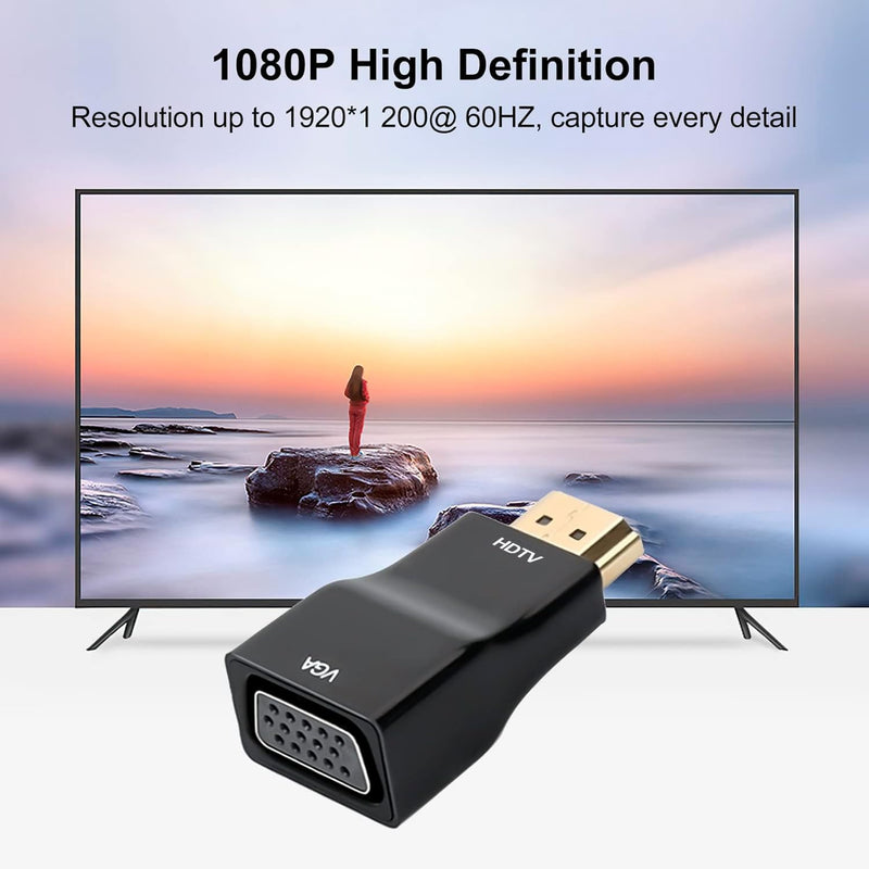 HDMI to VGA Adapter Converter 10-Pack,1080P | HDMI to SVGA Adapter Converter 1080P Male to Female Cord for Computer, Desktop, Laptop, PC, Monitor, Projector, HDTV Black