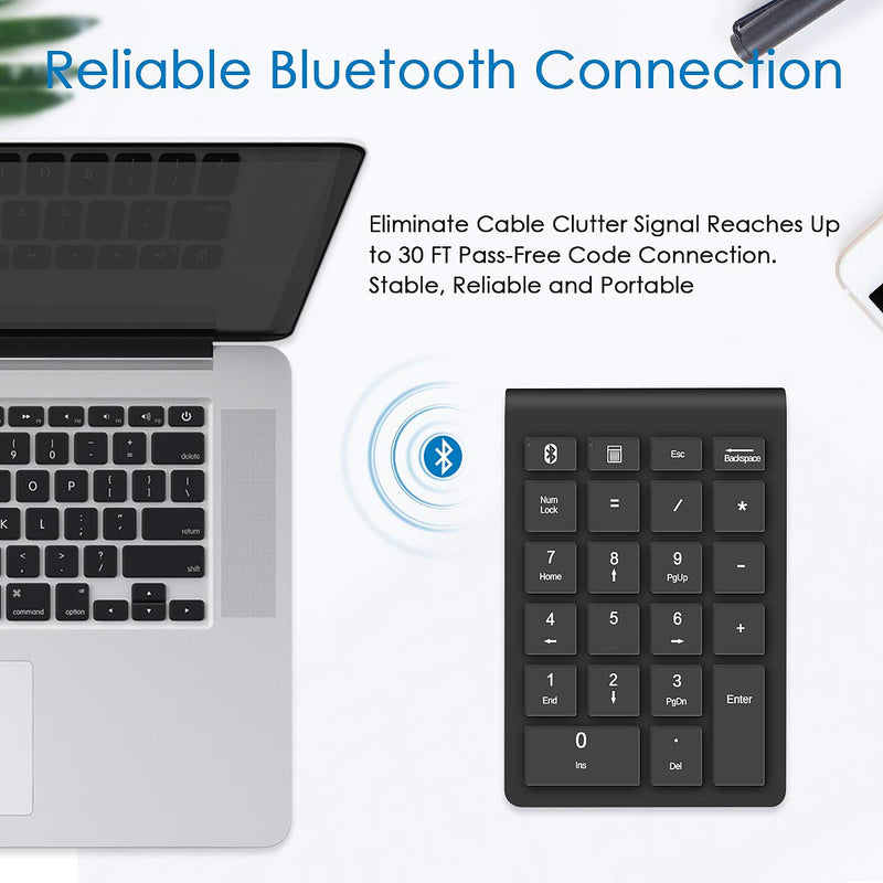 Bluetooth Wireless Number Pads, Numeric Keypad 22 Keys Portable Financial Accounting 10 Keys Number Keyboard Extensions for Laptop, PC, Desktop, Surface Pro, Notebook