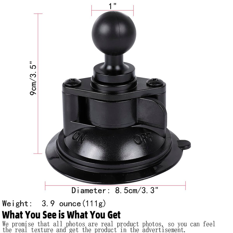 Suction Cup Base Mount with 25mm/1" Ball,Compatible with RAM Mounts and Other B Size Double Ball Socket Arm