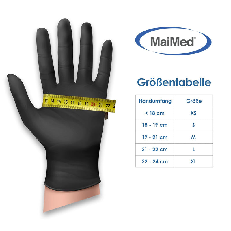 Maimed Nitrile Gloves Black - Pack of 100 - Powder-Free, Tear-Resistant & Latex-Free Disposable Gloves - Ideal for Tattoo, Kitchen, Cleaning M