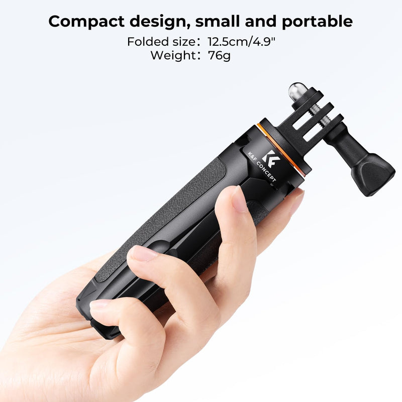 [AUSTRALIA] - K&F Concept Selfie Stick Tripod for GoPro, Extendable Vlog Selife Stick Portable Stand Compatible with GoPro Hero 12/11/10/9/8/7/6/5/Gopro Max DJI Osmo Action Insta 360 AKASO Action Camera 32CM Black 