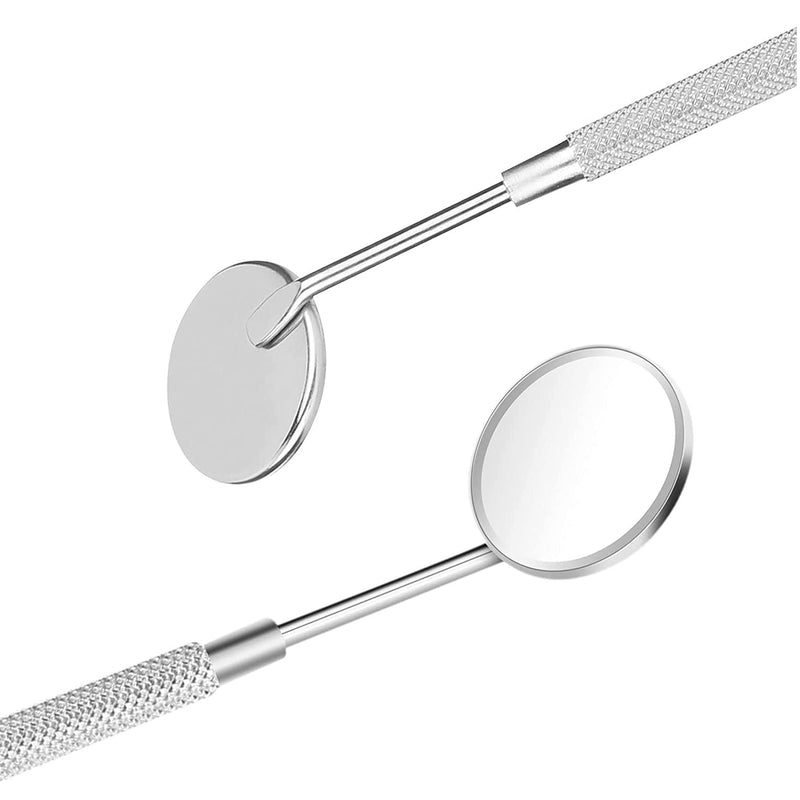 KINZIO Dental Mouth Mirror Mouth Tooth Mirror Inspection Mirror Curve Angle Dentist Oral Care Mouth Control Extension Tool Also Suitable for Eyelash Extensions (Silver) Silver
