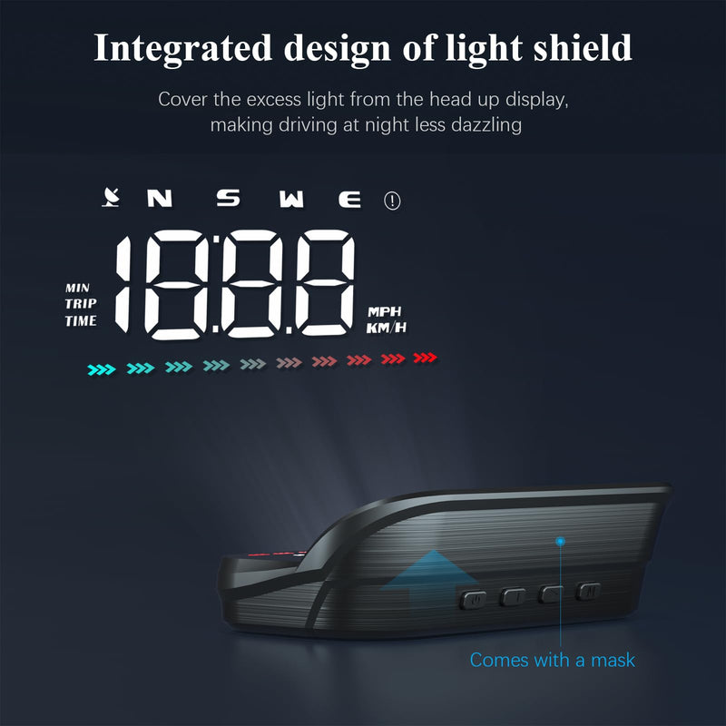 Heads Up Display, GPS Speedometer M23, Universal Car HUD with Speed MPH, Compass Direction, Overspeed Alarm HD Display, USB Cable Plug & Play