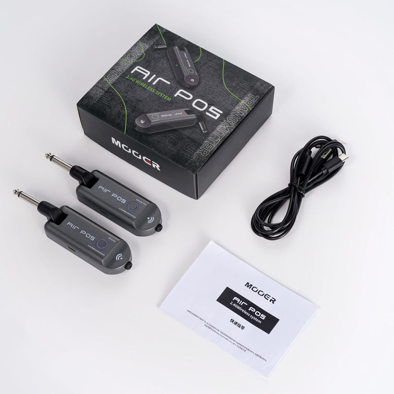[AUSTRALIA] - MOOER Air P05 Wireless System Instruments Tansmitter and Reciever for Electric Guitar, Bass, Acoustic Guitar, Audio Mixer, Amplifier, Pedalboard with 1/4" Instruments Plug 