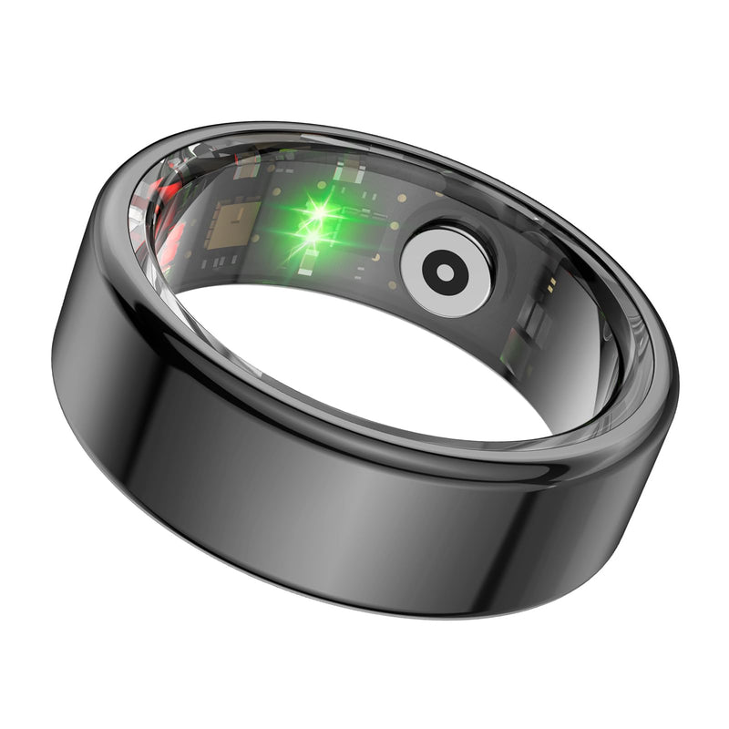 ASHATA Smart Ring Fitness, IP68 Wearable NFC Sleep Tracking Body Temperature Monitor Pedometer Ebook Page Turning Music Control (8), Tarnish