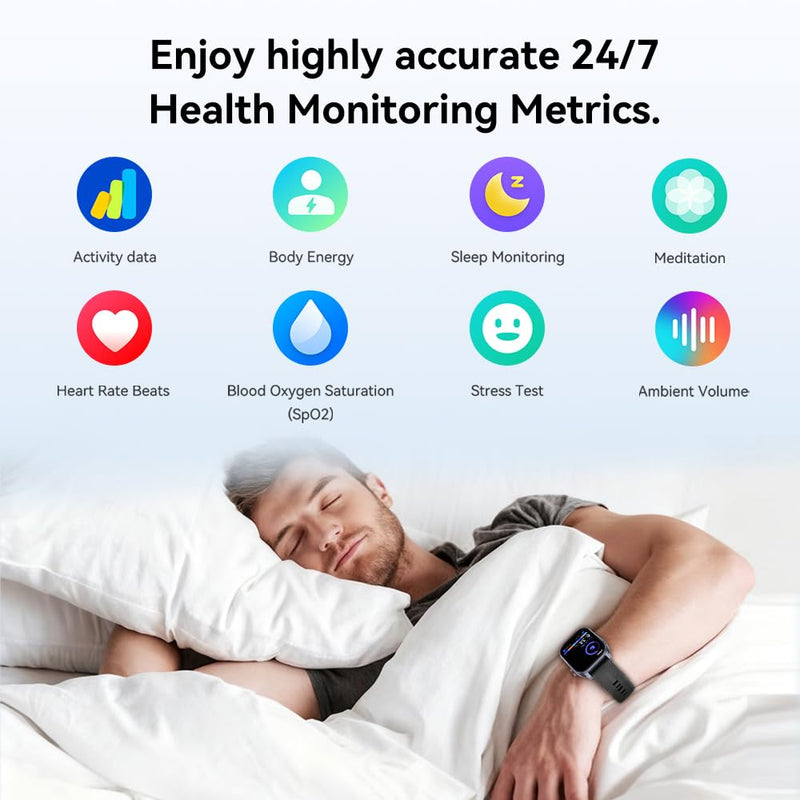 Smartwatch for Men Women(Answer/Make Call), Smart Watches Compatible with Android & iPhone, 2.01'' AMOLED Display Fitness Tracker Watch with Alexa, Heart Rate/Sleep/SpO2 Monitor, 3ATM Waterproof