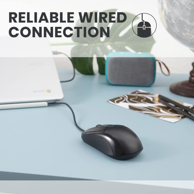 Perixx PERIMICE-209C USB Type C Wired Optical Mouse - 5.9 Ft Cable - 1000 DPI - Black, (11994)