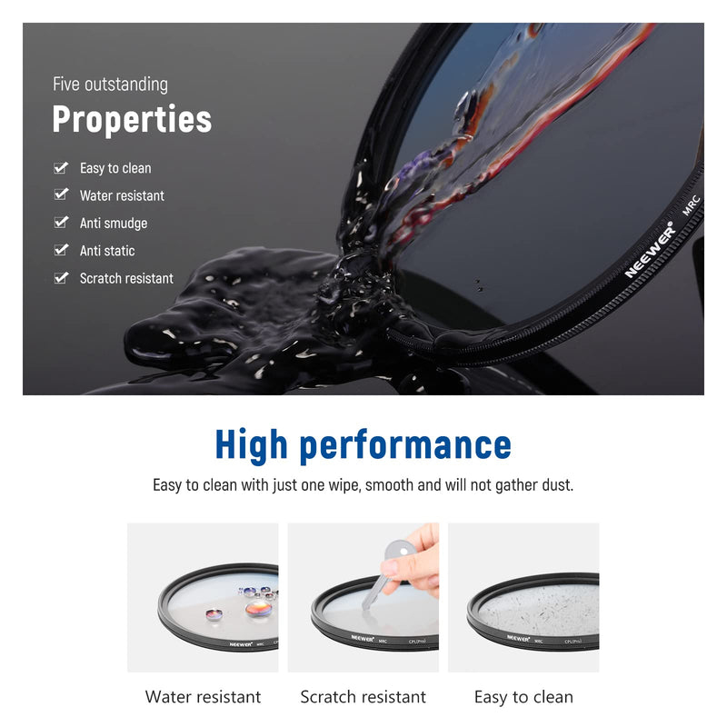 NEEWER 67mm Polarising Filter, CPL Filter with 30 Layers of Multi-Layer Polarising Film, Reduces Glare/Improves Contrast/Ultra Thin/Reduces Reflection/HD Optical Glass
