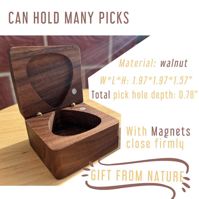 LLERRA When Words Fail Music Speaks, Walnut Guitar Pick Box, Music Quotes Gift for Music Teacher Students, Guitar Gifts for Son Dad Music Lovers,1 Pack, GP-FGL