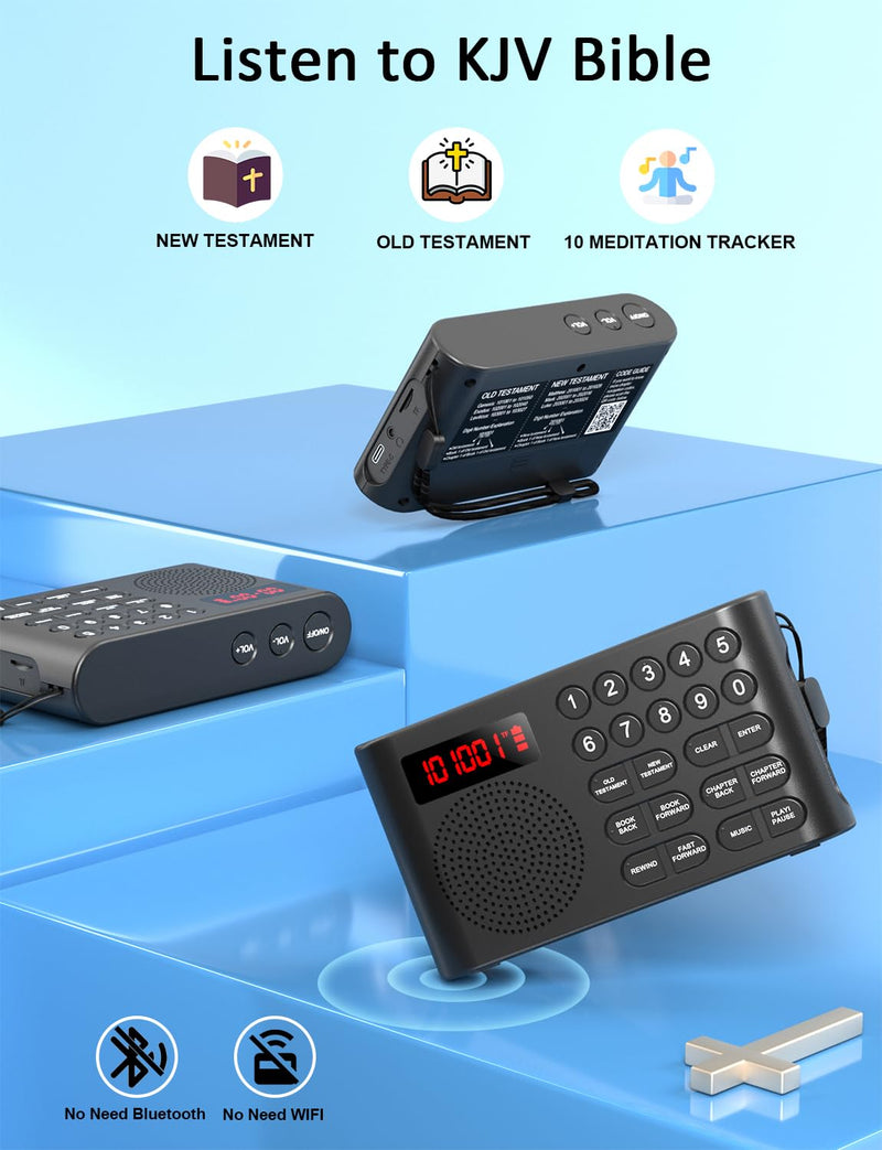 [AUSTRALIA] - iGuerburn KJV Audio Bible Player for Seniors, Electronic Bible Old & New Testament in King James Version, Easy Read Talking Bible with 26H Playtime 