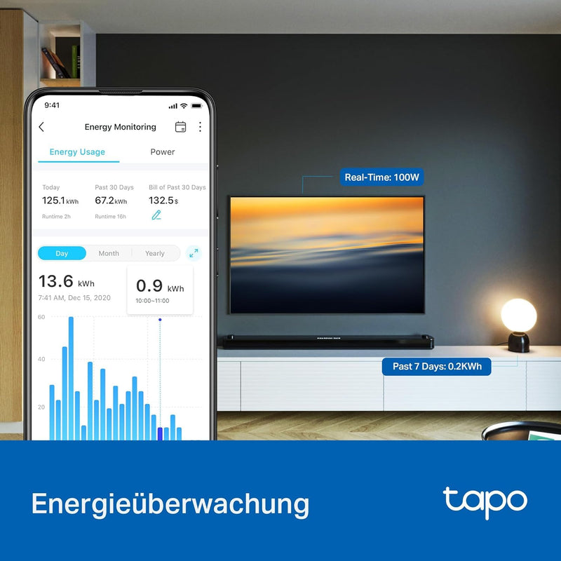 Tapo Nano Smart WiFi Socket Tapo P115 with Energy Consumption Control, Smart Home Alexa Socket, Works with Alexa, Google Home, Voice Control, Remote Access, No Hub Required (Pack of 4) 4er pack