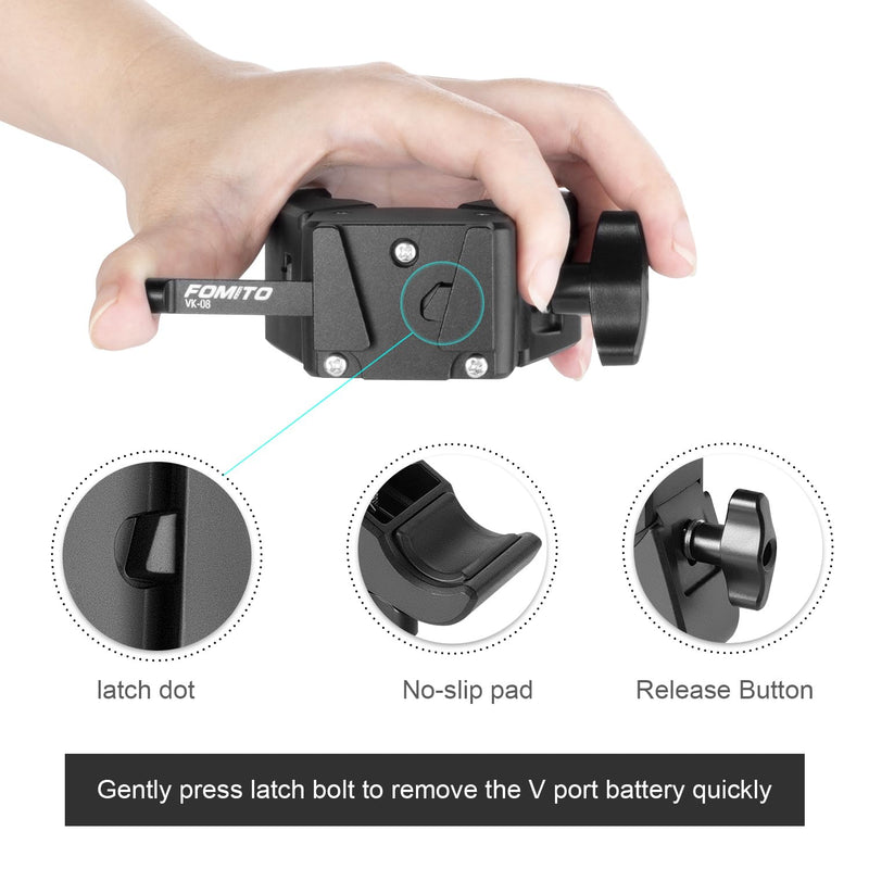 [AUSTRALIA] - Fomito V-Mount Battery Clamp, Quick Release Plate for Sony BP Battery, Professional Camera Mount Black 
