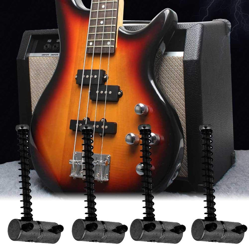 4pcs Electric Bass Compensated Saddles Set,Bass Bridge String Saddles Spring Screws for Electric Bass Guitar (Black)
