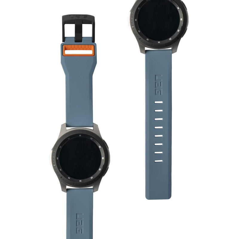 URBAN ARMOR GEAR UAG Compatible with Samsung Galaxy Watch 46mm/Galaxy Watch3 45mm Band Silicone, Fits 22mm Watch Lugs, Slim Adjustable Waterproof Sporty Replacement Watch Strap, Civilian Slate/Orange