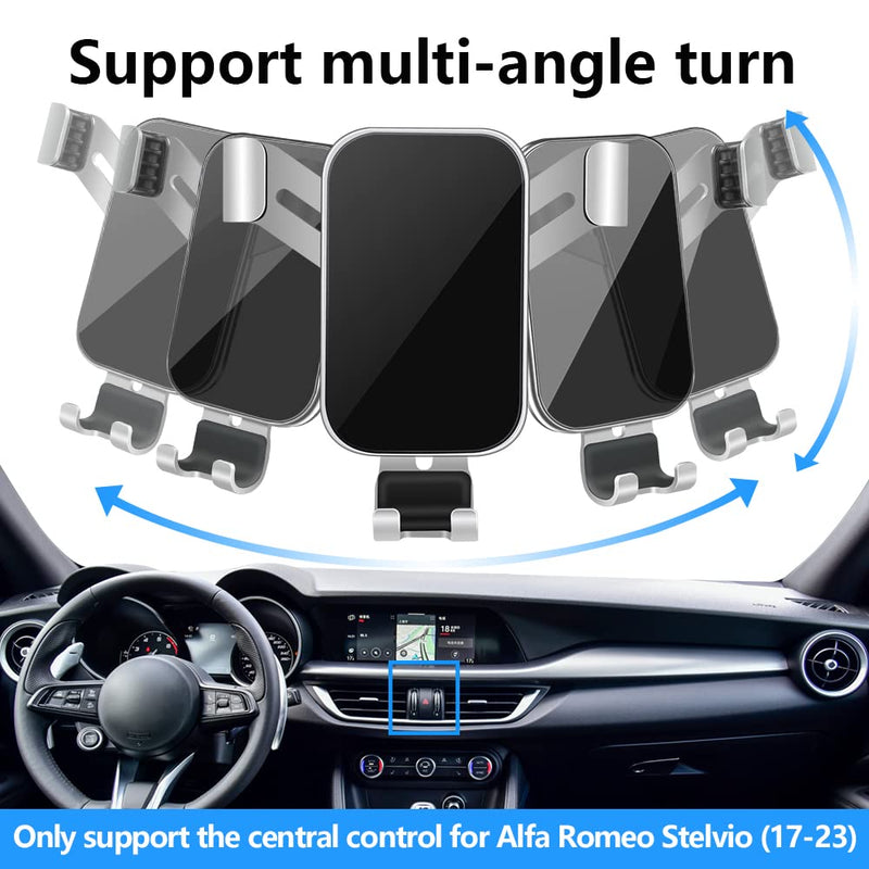 Car Phone Holder for Alfa Romeo Stelvio 2018 2019 2020 2021 2022 2023 2024 2025 2026 Auto Interior Accessories Best Cell Phones Mount Cellphone Mobile Cradle Charging Navigation Screen Stand for Alfa Romeo Stelvio 2018-2026