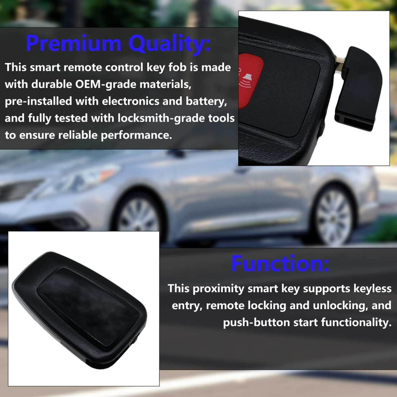 Smart Key for Toyota Corolla 2019-2022, Vehicle Proximity Smart Remote Control Key Fob Replacement for Corolla HYQ14FBN 8990H-02030 231451-2000,315MHz