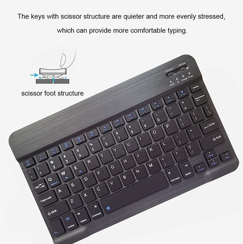 Rechargeable Bluetooth Keyboard and Mouse Combo Ultra-Slim Portable Compact Wireless Mouse Keyboard Set for Android Windows Tablet Cell Phone iPhone iPad Pro Air Mini, iPad OS/iOS 13 and above (Black) Black