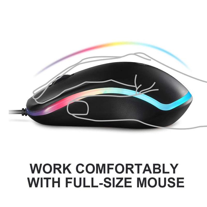 Coolerplus FC112 USB Optical Wired Computer Mouse with Easy Click for Office and Home, 1000DPI, Premium and Portable,Compatible with Windows PC, Laptop, Desktop, Notebook (Black) Black