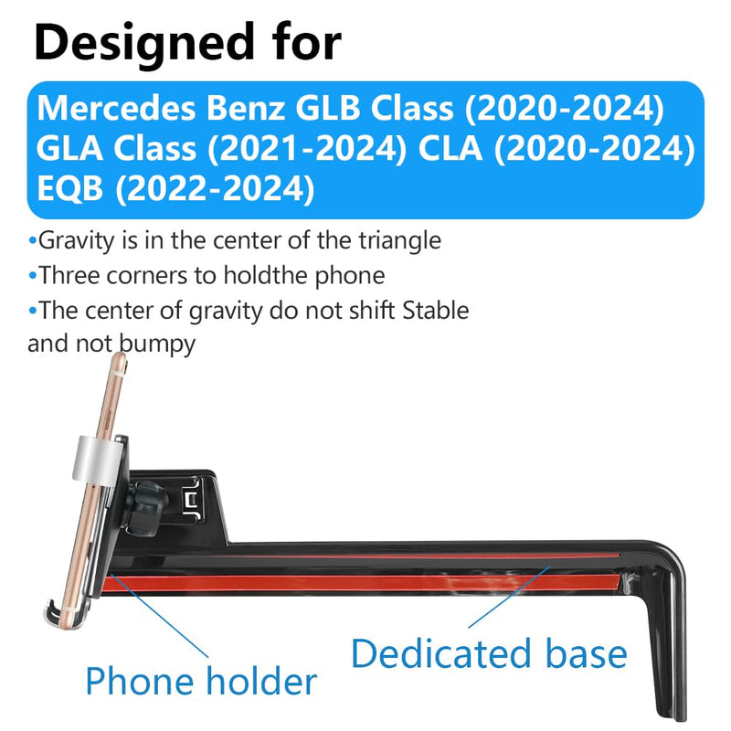 LUNQIN Car Phone Holder for Mercedes Benz CLA 2020-2025 and GLA 2021-2026 and GLB 2020-2026 and EQB 2022-2025 Auto Interior Accessories Best Cell Phones Mount Cellphone GPS Mobile Cradle Screen Stand
