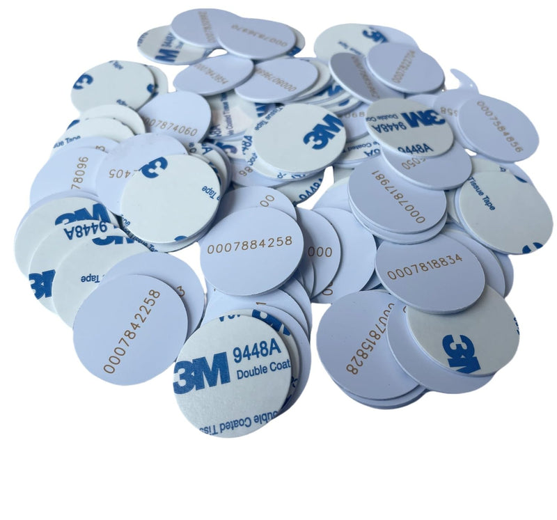 100pcs Ф25mm 125KHz sticker coin EM4100 RFID Induction Round tag card Waterproof
