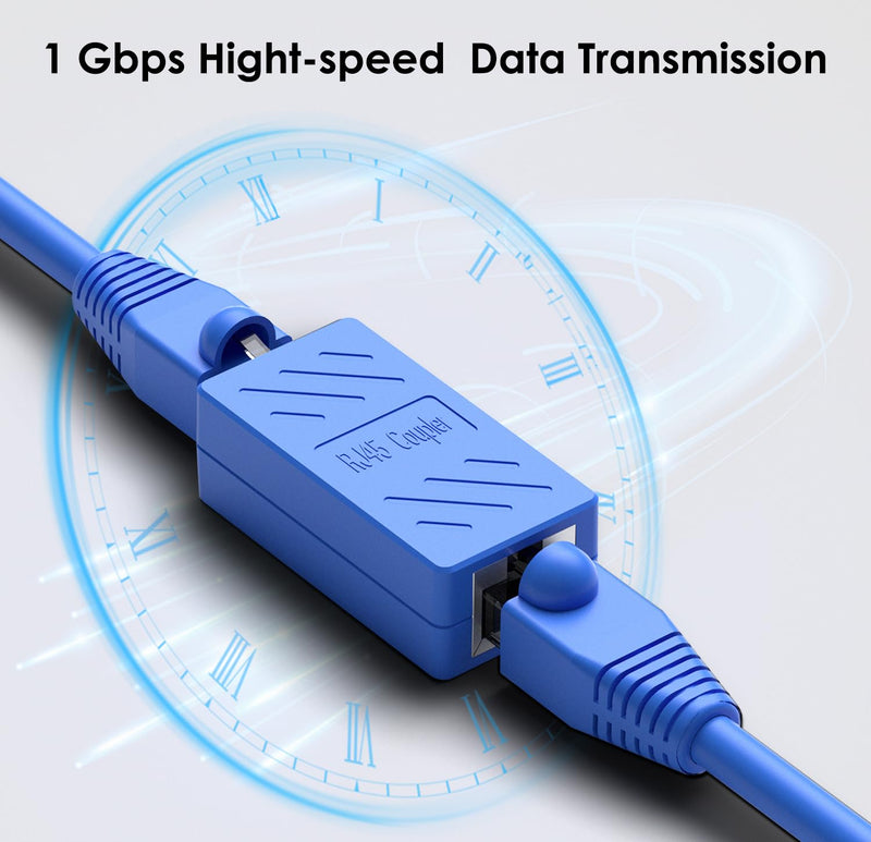 ZUZONG 30 PCS RJ45 Coupler, Ethernet Extender Connector in Line Coupler for Cat8/Cat7/Cat6/Cat5e/Cat5 Ethernet Cable Extender Adapter Female to Female (Blue)