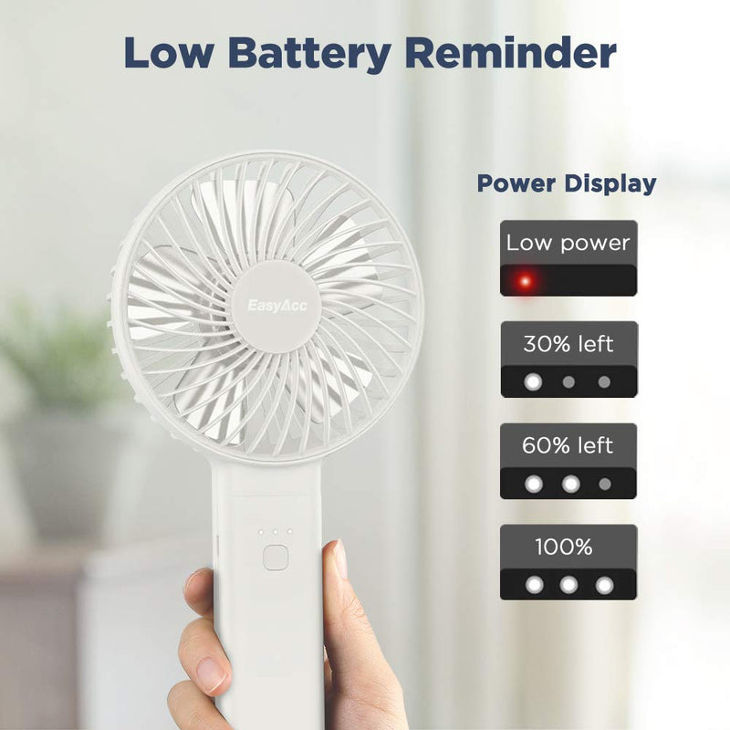 Handheld Fan, EasyAcc 2022 Upgraded Portable Fan [ 4 Speed Quiet Powerful Hand Fan] 3-17 Hours Battery Operated Fan, One Touch Power Off Foldable USB Desk Fan Personal Fan for Home Travel Outdoor 3-17 Working Hours White