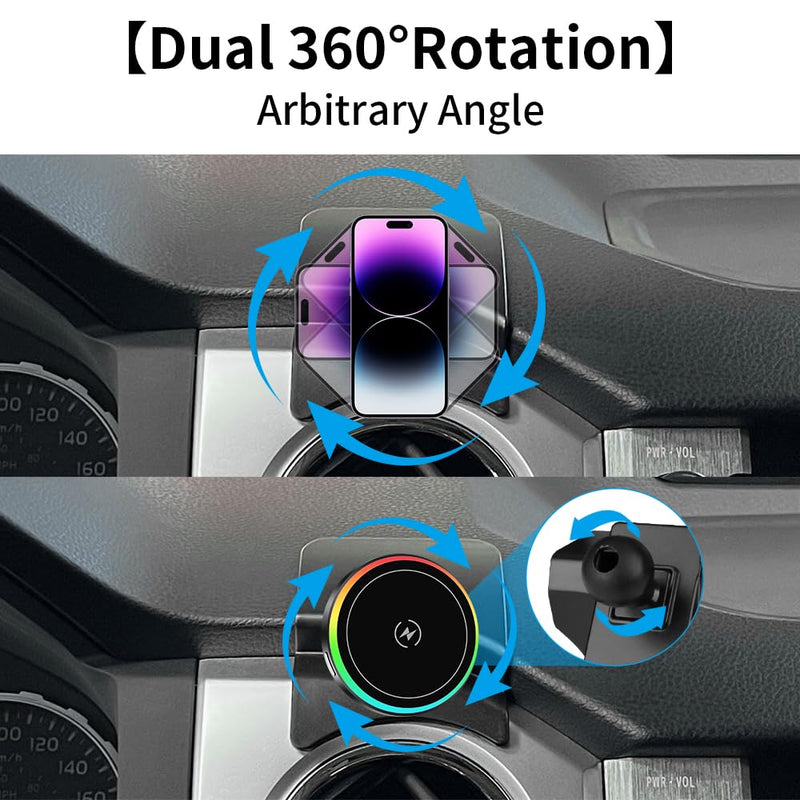 Car Magnetic Phone Mount for Toyota Tundra 2014 2015 2016 2017 2018 2019 2020 2021 Auto Interior Accessories Best Cellphone Holder Fast 15W Wireless Charger Cell Phones Charging Screen Stand for Toyota Tundra 2014-2021