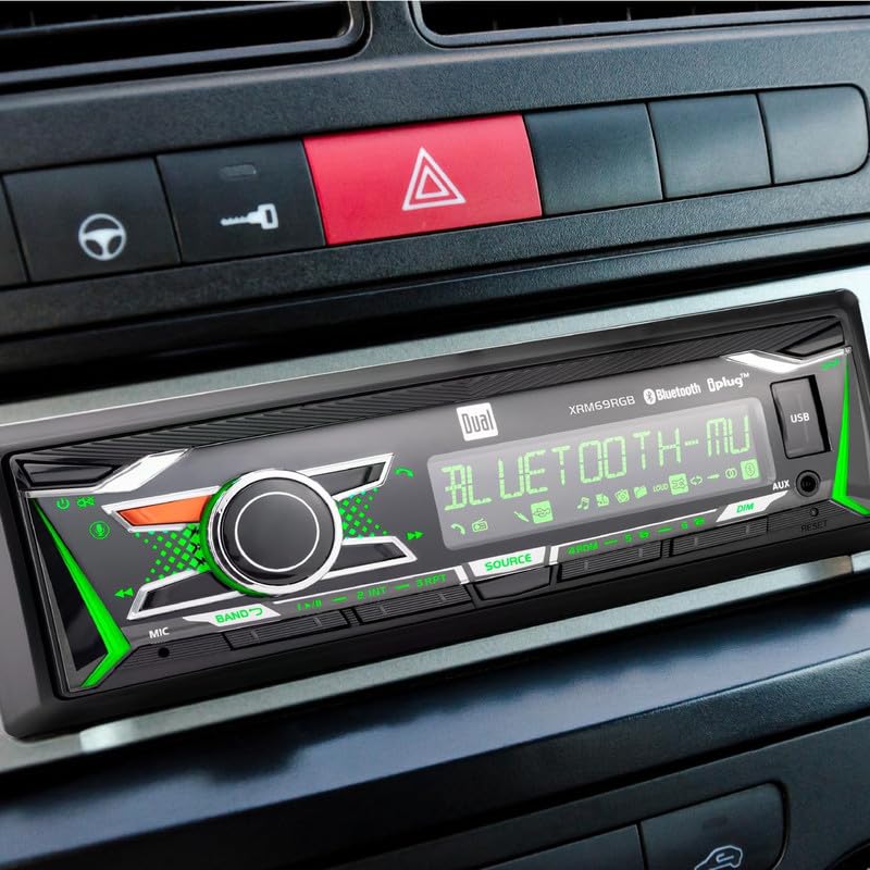 [AUSTRALIA] - Dual Electronics XRM69RGB | 12 Character LCD Single DIN Car Stereo | RGB Custom Colors | Push to Talk Assistant | Bluetooth Hands Free Calling Music Streaming | AM/FM | USB Playback & Charging 