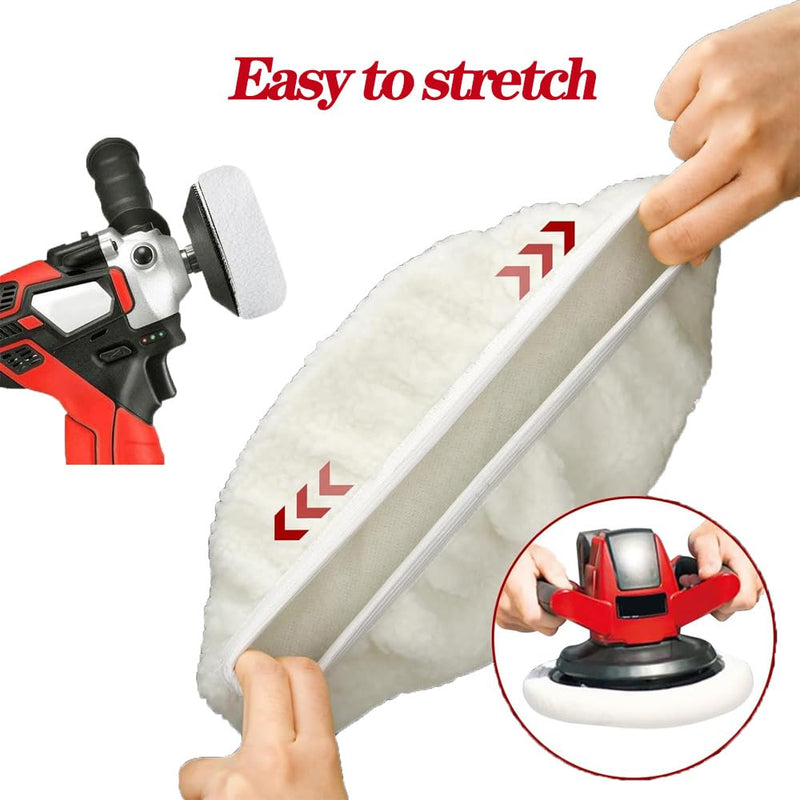 behone Set of 6 Lambswool Polishing Hoods for Einhell Cordless Car Polisher CE-CB 18/254 Li, CC-PO 90, for 220-250 mm Polishing Machines, Perfect for Car Paint Care, Metal Polish, Sustainable Reusable