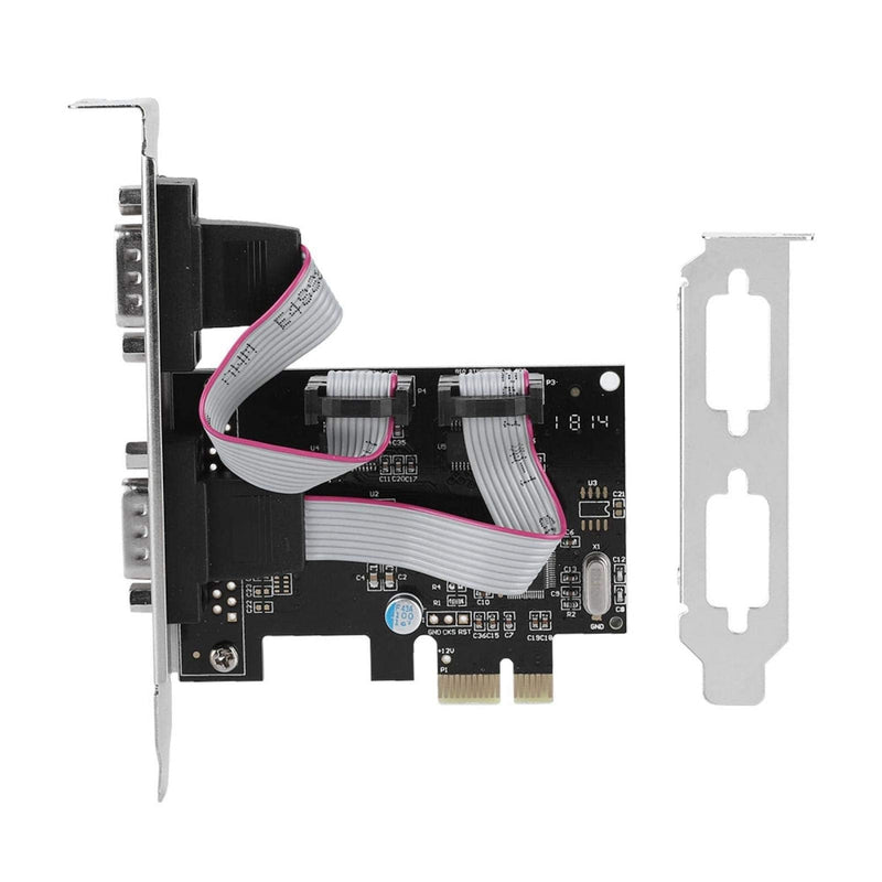 PCI-E to RS232 2-Port Serial Port Converter Adapter, Dual Serial RS-232 PCIe Card Low Bracket with 16C550 UART, RS232 PCIe X1 Card for Desktop