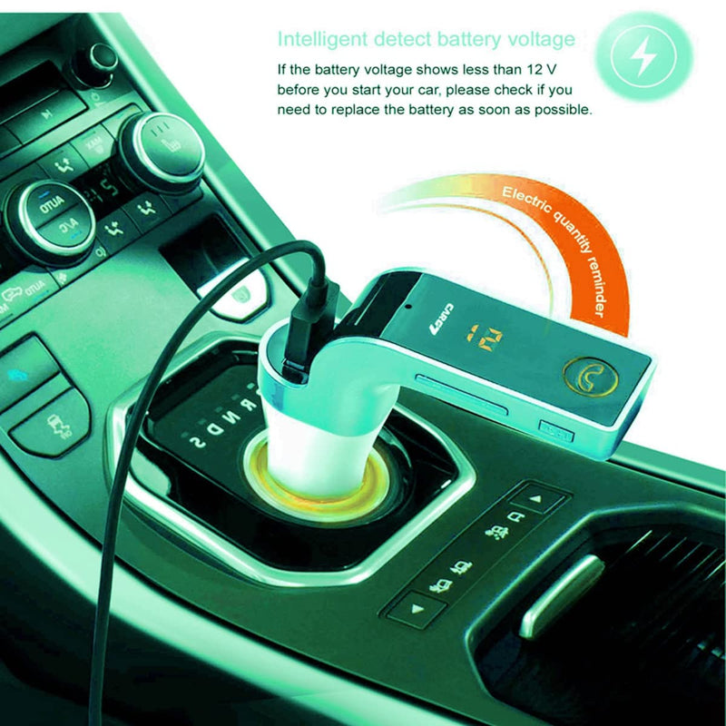 Bluetooth FM Transmitter for car, TIANSHILI Handsfree Bluetooth Receiver Car Kit with Mic/TF Card/USB Drive/AUX Play for iPhone,iPad and Other Android Phones-Silver Silver