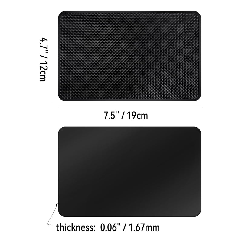 2 Pack Car Dashboard Anti-Slip Rubber Pad, Car Dashboard Non Slip Mat, Black Grid Anti Slip Sticky Pad for Cell Phone, Sunglasses, Keys Electronic Devices (7.5"x 4.7") 7.5"x 4.7"