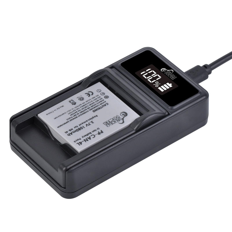 Pickle Power NB-4L Battery and LED Display Charger for Canon PowerShot ELPH 100 HS 300 HS 330 HS 310 HS SD1000 SD1100 is SD1400 is SD200 SD30 SD300 SD40 SD400 SD600 SD750 2 battery +LED display charger