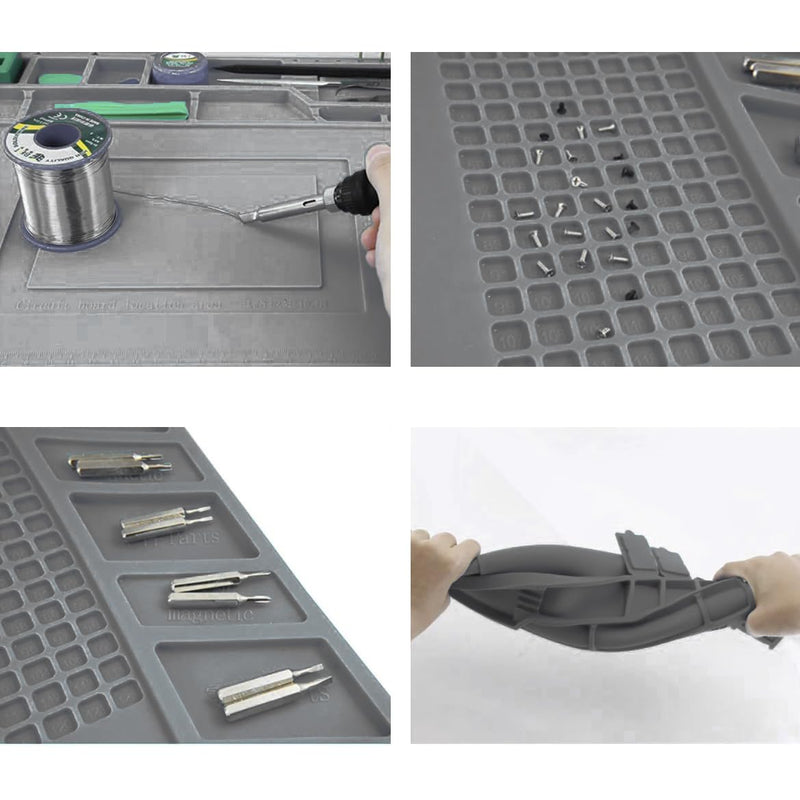 Heat Resistant Magnetic Repair & Soldering Mat Silicone 30 x 45 cm Grey 22727