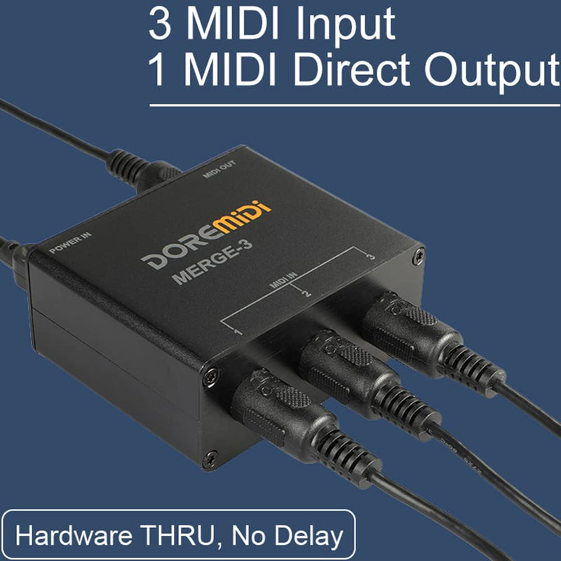 MIDI Merge-3 MIDI Input 2 MIDI Output Support USB Power MERGE-3
