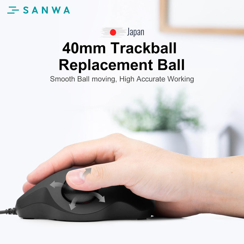 SANWA 2PCS 40mm/1.57in Trackball Replacement Ball for GMAWTB40, GMABTTB41, GMATB39, Kensington Orbit Fusion, and Other Compatible Trackball Mice, Glossy Red + Black