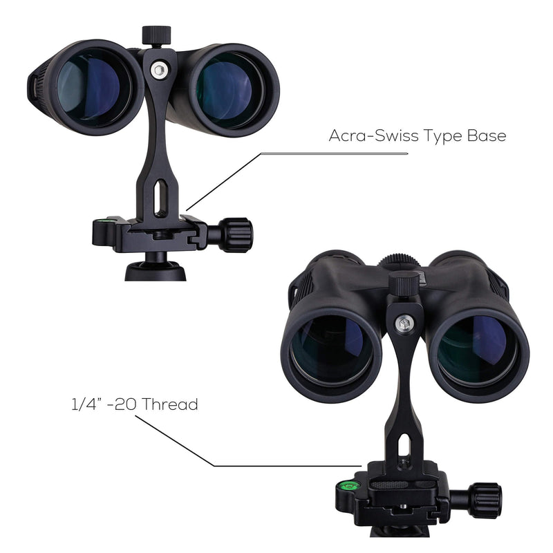 Aluminum Binocular Tripod Adapter, Arca-Swiss Adapter for Binoculars with 1/4" -20 Thread