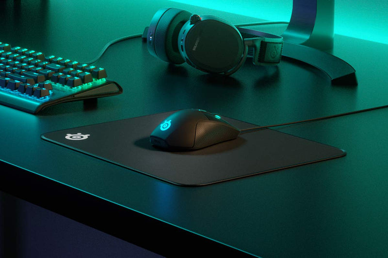 SteelSeries QcK Gaming Surface - Large Stitched Edge Cloth - Extra Durable - Optimized For Gaming Sensors - Black Classic Black