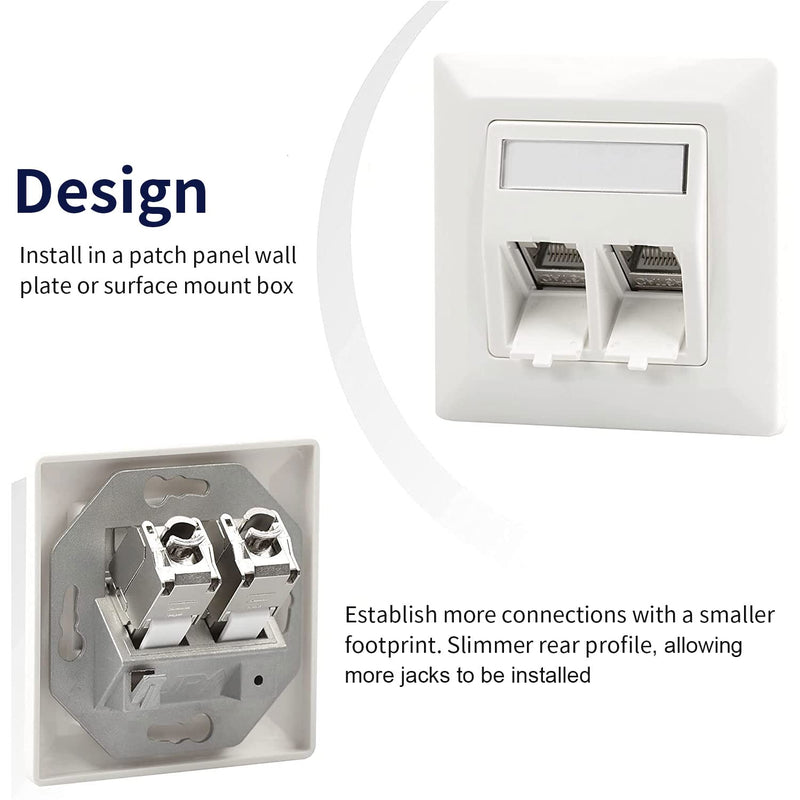 24 Pcs Cat7 Cat6a Keystone Jack Cat 7 RJ45 STP Tool-Less Type Zinc Alloy Module Jacks Adapter Coupler for 22 to 26 AWG Solid or Stranded S/FTP Ethernet Cable 24 Pcs