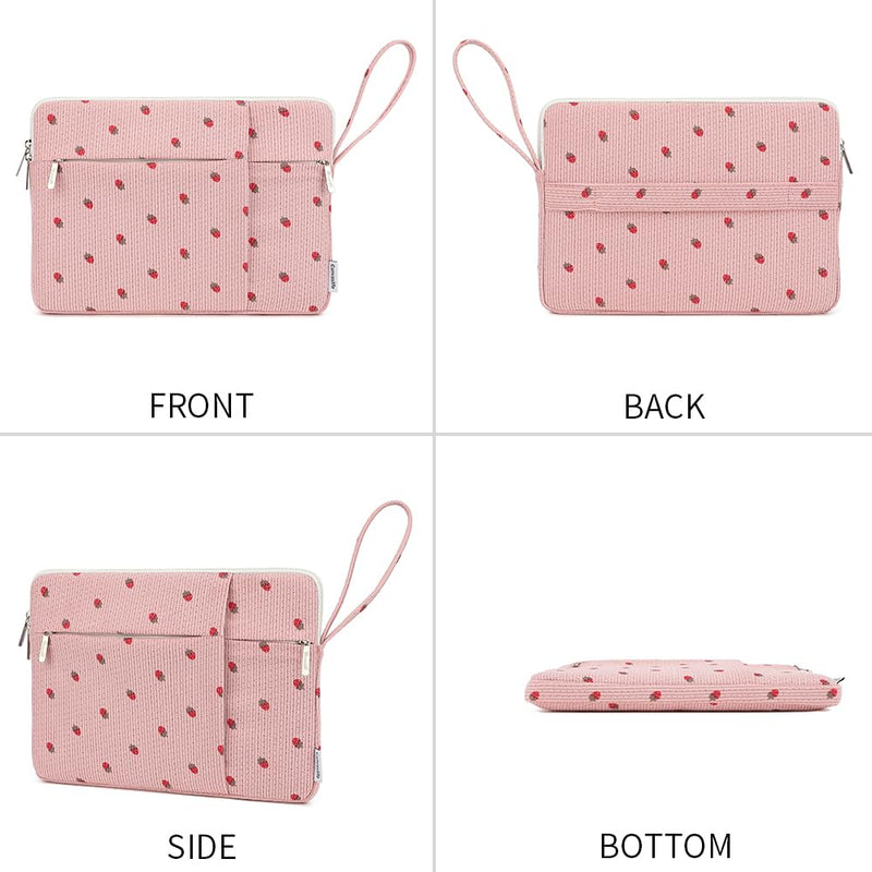 13-inch Laptop Inner Bag, with 3 Pockets, Equipped with a Hanging Strap and Luggage Strap, Suitable for 13.3-inch MacBook Air, HP, Dell and Lenovo laptops. (Strawberry) Strawberry 12.5 inch-13.5 inch