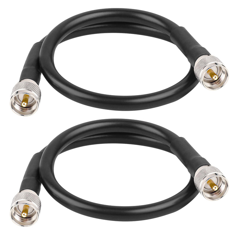 MOOKEERF 2ft 2PCS KMR400 PL259 Male to Male Coaxial Cable - Low Loss UHF CB Coax Cable for HAM Radio, VHF Radio, SWR Meter, Antenna Analyzer