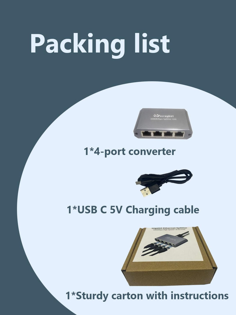 Ethernet Splitter, ethernet hub 4 Port gigabit,Ethernet Splitter 1 to 4,Network hub,Internet Switch 4 Port,netgear Switch (4 Devices Working simultaneously with Gigabit Network)