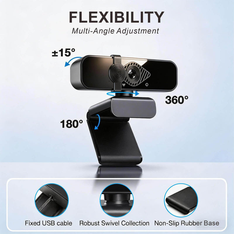 4K Webcam with USB C Adapter Privacy Cover Microphone for PC Mac Laptop | 4K UHD for Zoom/Teams. Privacy shutter, 1-sec close. Noise-canceling mic. USB-C/USB-A plug & play. Works with PC/Mac/ apps.