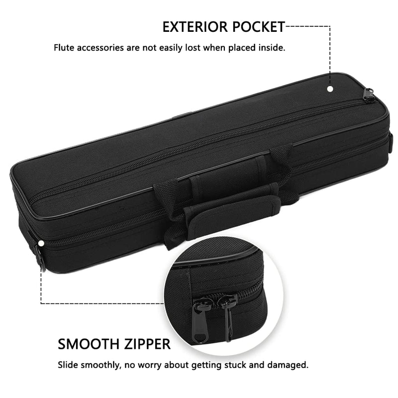 Flute Case, Waterproof Flute Case with Adjustable Shoulder Strap, Lightweight Oxford Cloth Flute Case Carrying Bag for 16 Holes Flute C Foot